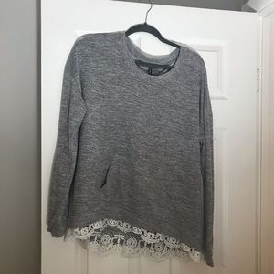 Grey sweatshirt with lace